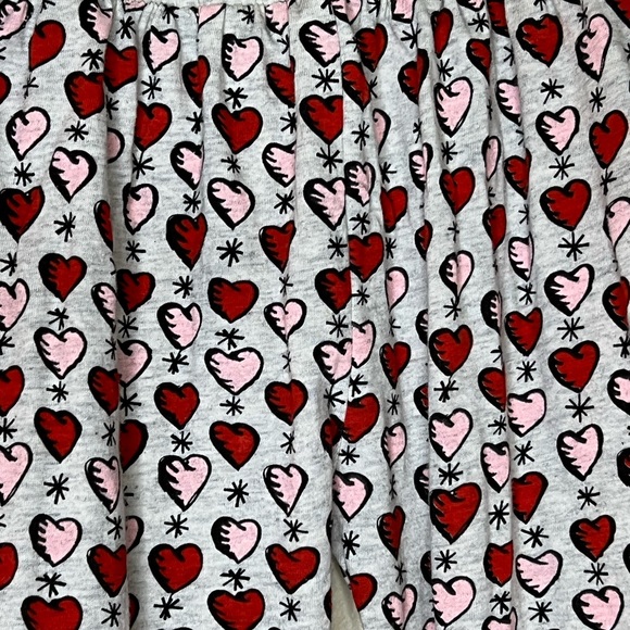 LITTLE WINGS ORGANIC HEART HAREM JOGGER PANTS PINK RED GRAY HEARTS PAPER WINGS 3 - Picture 2 of 9
